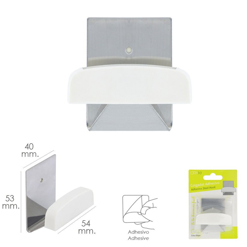 Colgador Percha Adhesivo Acero Inoxidable Color Metalizado / Blanco al por Mayor | Almacén de Ferretería