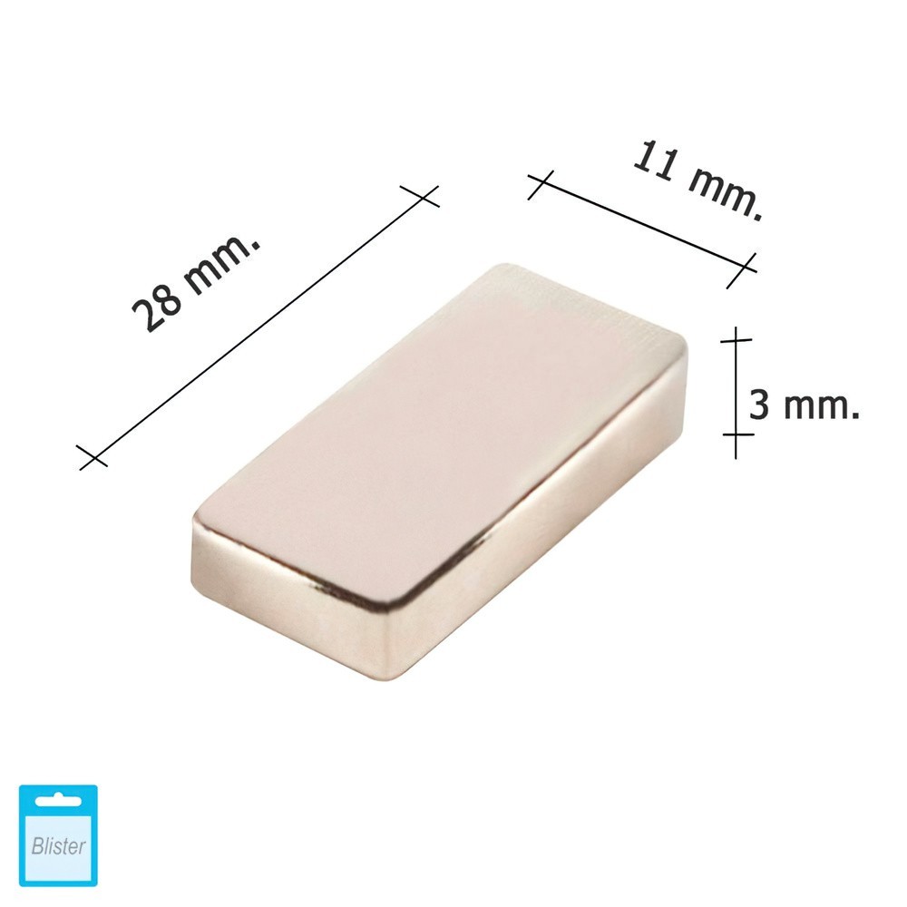 Iman Wolfpack Neodimio Rectangular 28x11x3 mm, (Blister 1 Pieza) al por Mayor | Almacén de Ferretería