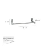 Toallero Barra 40 cm, Color Inox Con Efecto Espejo, Autoadhesivo Resistente, Porta Toallas, Toallero Adhesivo Pared/Mueble al po