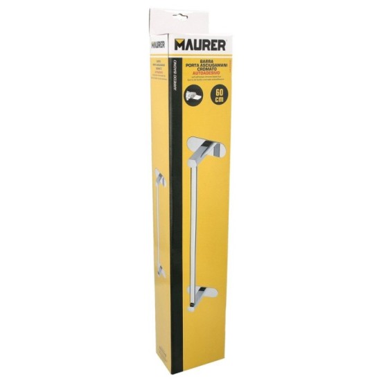 Toallero Barra 60 cm, Color Inox Con Efecto Espejo, Autoadhesivo Resistente, Porta Toallas, Toallero Adhesivo Pared/Mueble al po