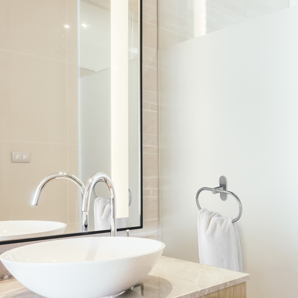 Toallero Forma Anilla Color Inox Con Efecto Espejo, Autoadhesivo Resistente, Porta Toallas, Toallero Adhesivo Pared / Mueble al 