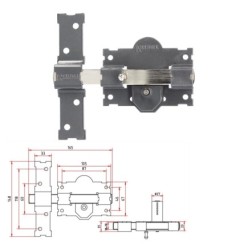 Cerrojo b-3 llave y pulsador pasador de 161mm cilindro redondo de 70mm