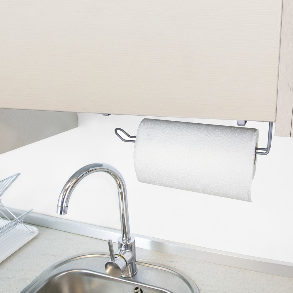Colgador Portarrollos Papel Cocina, Acero Para Puertas, Encimeras, Muebles, 32,5x18x10 cm, al por Mayor | Almacén de Ferretería