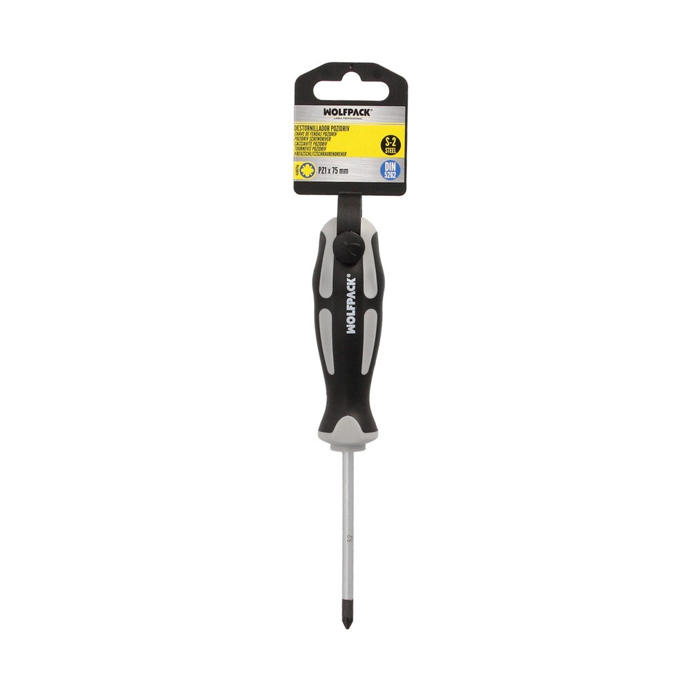 Destornillador Pozidriv Acero S2 Mango TPR Bimaterial, Medida PZ 1 x Ø 5 x 75 mm,  DIN5262, al por Mayor | Almacén de Ferretería