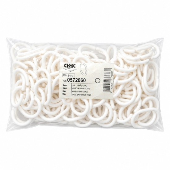 Anillas Para Cortinas de Ducha Oval, Anilla Baño Oval 18 mm, Blanca (Bolsa 100 Unidades) al por Mayor | Almacén de Ferretería