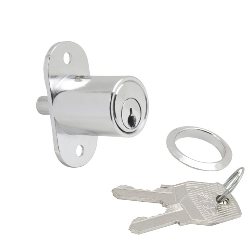 Cerradura Puerta Corredera Pulsador 147/27 mm,  Cromado