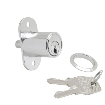 Cerradura Puerta Corredera Pulsador 147/27 mm,  Cromado