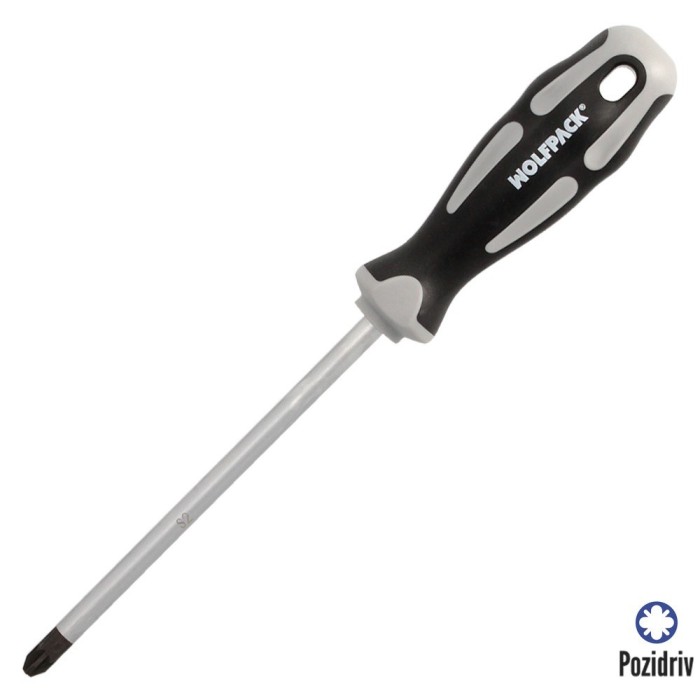 Destornillador Pozidriv Acero S2 Mango TPR Bimaterial, Medida PZ 3 x Ø 8 x 150 mm,  DIN5262, al por Mayor | Almacén de Ferreterí
