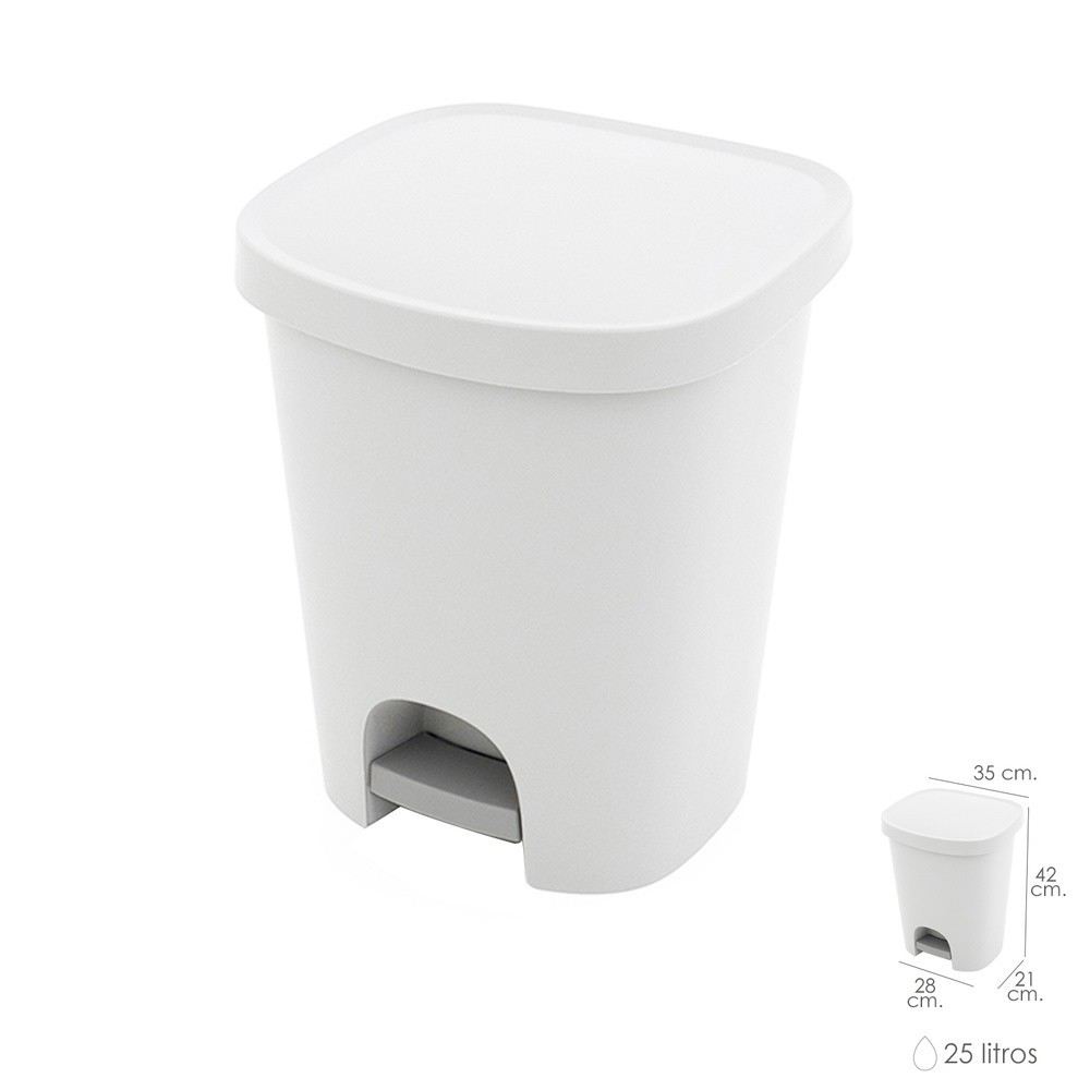 Cubo Basura Con Pedal 25 Litros Plastico Blanco al por Mayor | Almacén de Ferretería