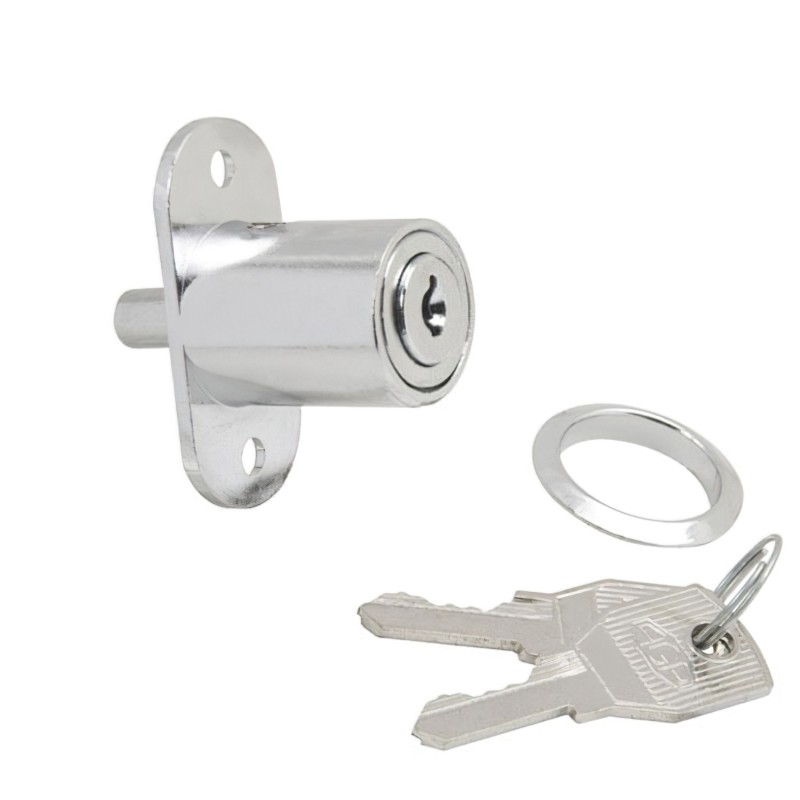 Cerradura Puerta Corredera Con Pulsador 347/27 mm, Cromado