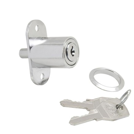 Cerradura Puerta Corredera Con Pulsador 347/27 mm, Cromado