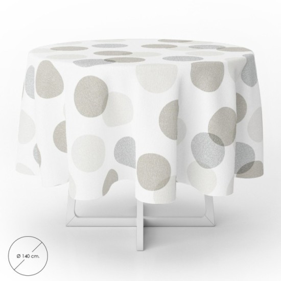 Mantel Hule Redondo Circulos Beige Impermeable Antimanchas PVC Ø 140 cm, Uso Interior y Exterior al por Mayor | Almacén de Ferre