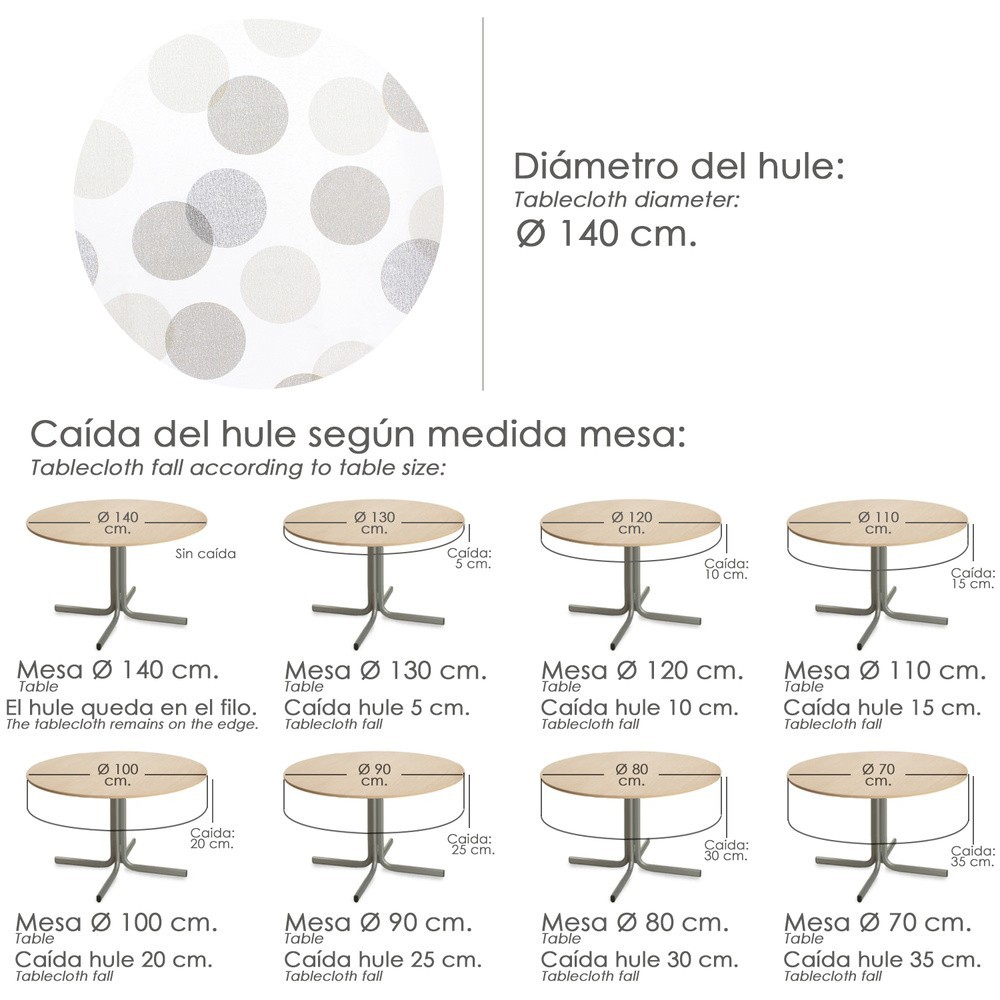 Mantel Hule Redondo Circulos Beige Impermeable Antimanchas PVC Ø 140 cm, Uso Interior y Exterior al por Mayor | Almacén de Ferre
