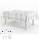 Mantel Hule Rectangular Cuadros Beige Impermeable Antimanchas PVC 140x250 cm,  Recortable Uso Interior y Exterior al por Mayor |