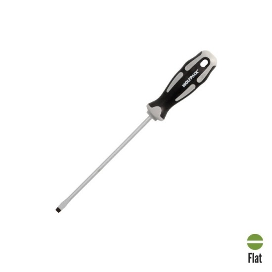 Destornillador Plano Estampado Acero S2 Mango TPR Bimaterial, Medida 1,0 x Ø 5,5 x 150 mm,  DIN5265 al por Mayor | Almacén de Fe