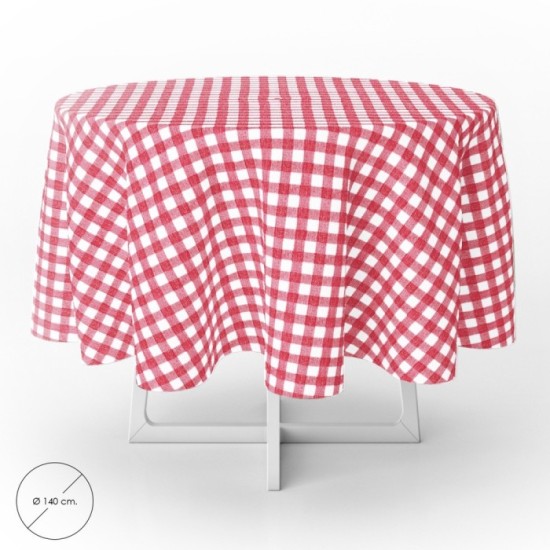 Mantel Hule Redondo Cuadros Rojos Impermeable Antimanchas PVC Ø140 cm, Uso Interior y Exterior al por Mayor | Almacén de Ferrete