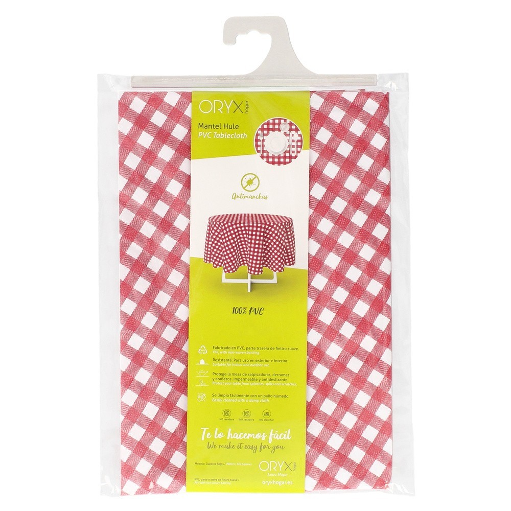 Mantel Hule Redondo Cuadros Rojos Impermeable Antimanchas PVC Ø140 cm, Uso Interior y Exterior al por Mayor | Almacén de Ferrete