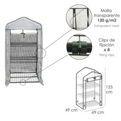 Invernadero de Jardin Portatil PVC3 Niveles 125 cm, Cultivo de plantas, esquejes, semilleros, etc,