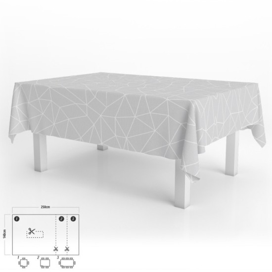 Mantel Hule Rectangular Geométrico Gris Impermeable Antimanchas PVC 140x250 cm,  Recortable Uso Interior y Exterior al por Mayor