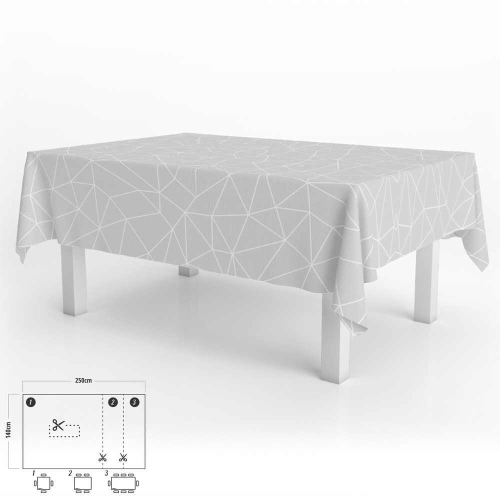 Mantel Hule Rectangular Geométrico Gris Impermeable Antimanchas PVC 140x250 cm,  Recortable Uso Interior y Exterior al por Mayor