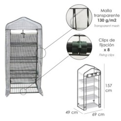 Invernadero Portatil Pvc 4 Niveles 157 cm,