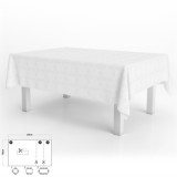 Mantel Hule Muleton Rectangular Blanco Impermeable Antimanchas PVC 140x250 cm,  Recortable Uso Interior y Exterior al por Mayor 
