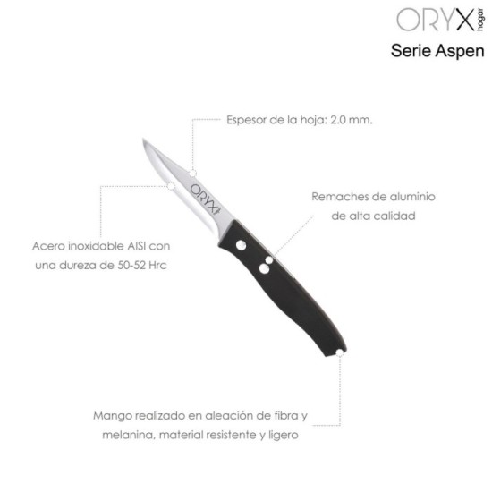 Cuchillo Aspen Mondador Hoja Acero Inoxidable 8 cm, Negro al por Mayor | Almacén de Ferretería