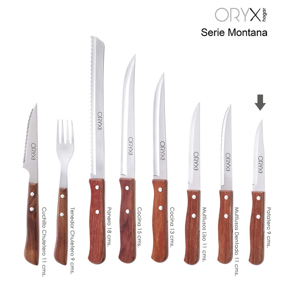 Cuchillo Montana Patatero Hoja Acero Inoxidable 9 cm, Mango madera (Blister 3 piezas) al por Mayor | Almacén de Ferretería