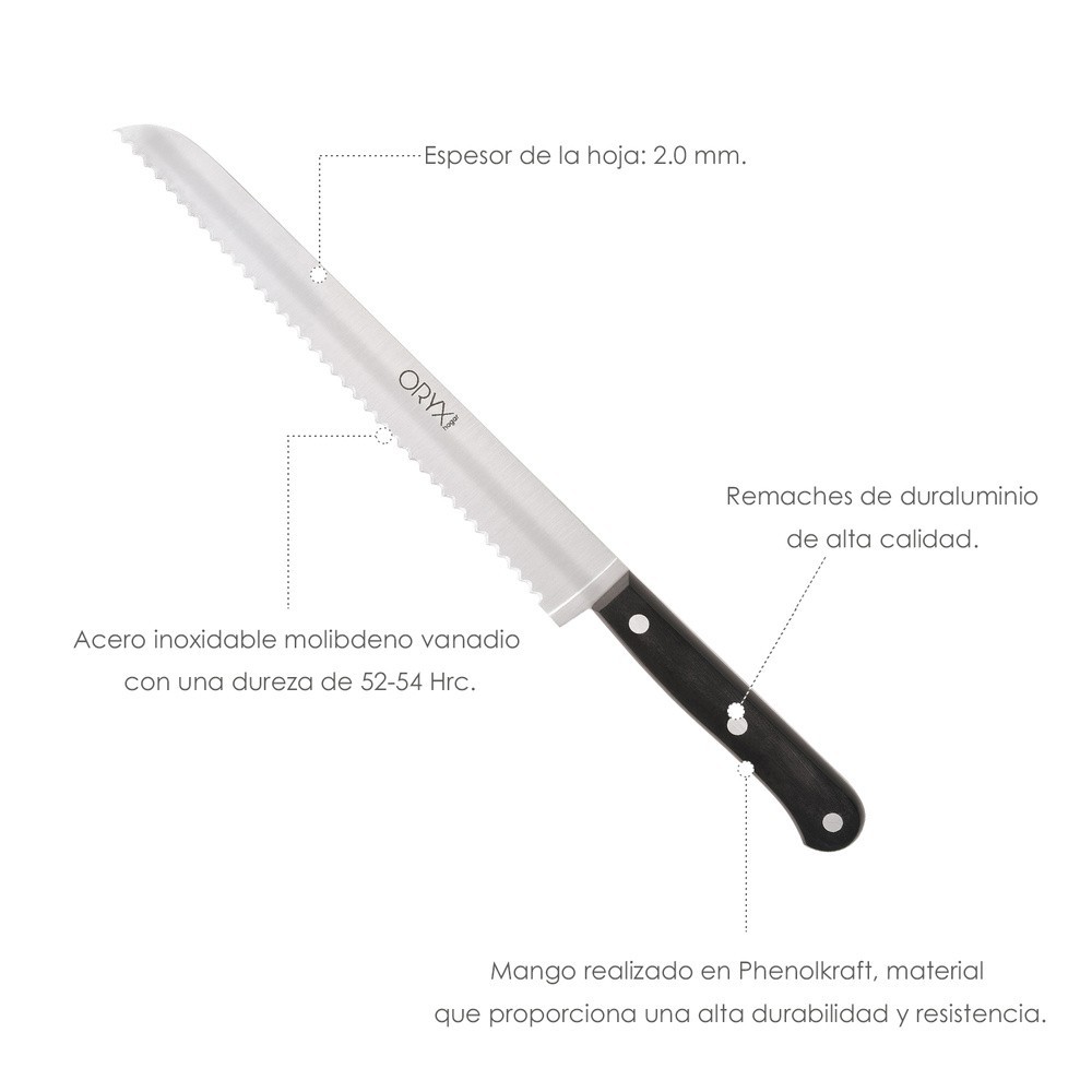 Cuchillo Grenoble Panero Hoja Acero Inoxidable 20 cm, Negro al por Mayor | Almacén de Ferretería