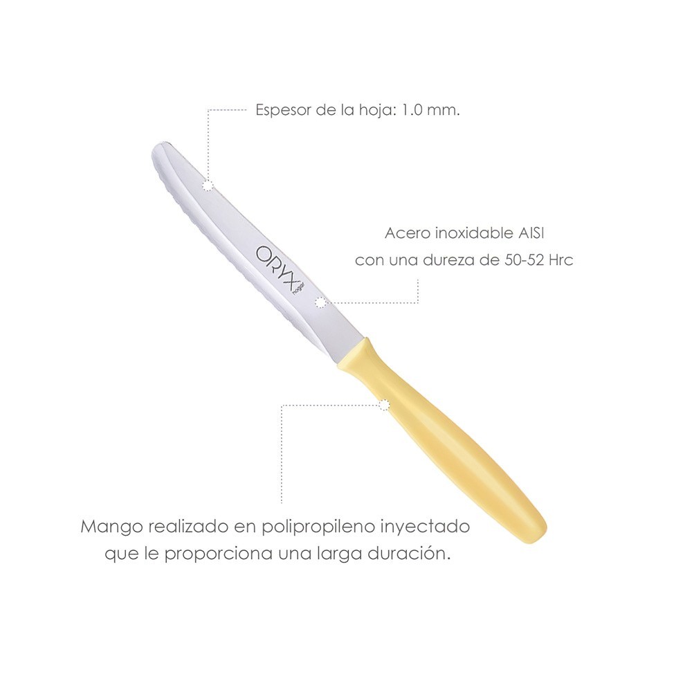 Cuchillo Mesa Etna Hoja Sierra Acero Inoxidable 10 cm, Amarillo (Blister 6 piezas) al por Mayor | Almacén de Ferretería