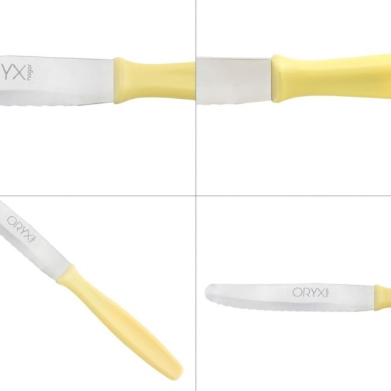 Cuchillo Mesa Etna Hoja Sierra Acero Inoxidable 10 cm, Amarillo (Blister 6 piezas) al por Mayor | Almacén de Ferretería