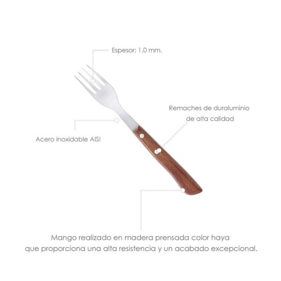 Tenedor Montana Chuletero Acero Inoxidable 9 cm, Mango Madera (Blister 3 Piezas) al por Mayor | Almacén de Ferretería