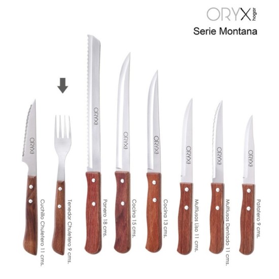 Tenedor Montana Chuletero Acero Inoxidable 9 cm, Mango Madera (Blister 3 Piezas) al por Mayor | Almacén de Ferretería