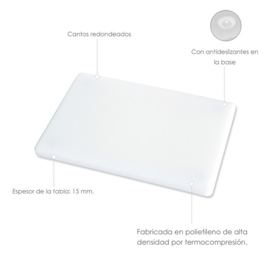 Tabla Cortar Polietileno 30x20x1,5 cm,  Color Blanco al por Mayor | Almacén de Ferretería