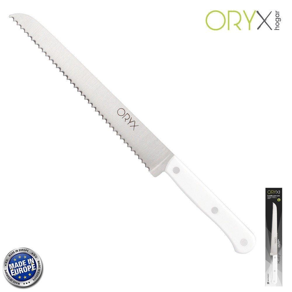 Cuchillo Husky Panero 21 cm, Hoja Acero Inoxidable, Cuchillo Pan , Cuchillo Cortar Pan Mango Ergonomico Blanco al por Mayor | Al