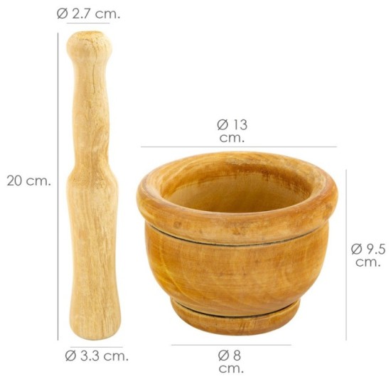 Mortero Madera Cocina Oryx Ø 14 cm al por Mayor | Almacén de Ferretería