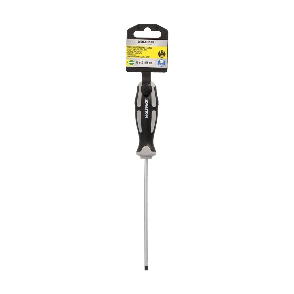 Destornillador Plano Vaciado Acero S2 Mango TPR Bimaterial, Medida 0,8 x Ø 4,0 x 125 mm,  DIN5265 al por Mayor | Almacén de Ferr