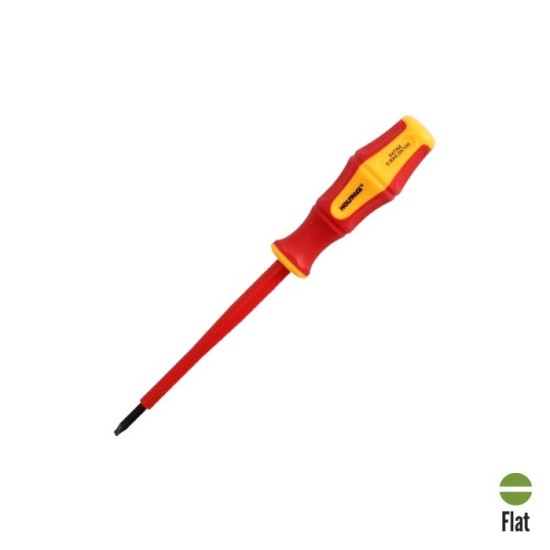 Destornillador Plano Aislado Certificado VDE 1,000 V, Medida 0,8 x Ø 4,0 x 100 mm, Destornillador Seguridad Electricista al por 