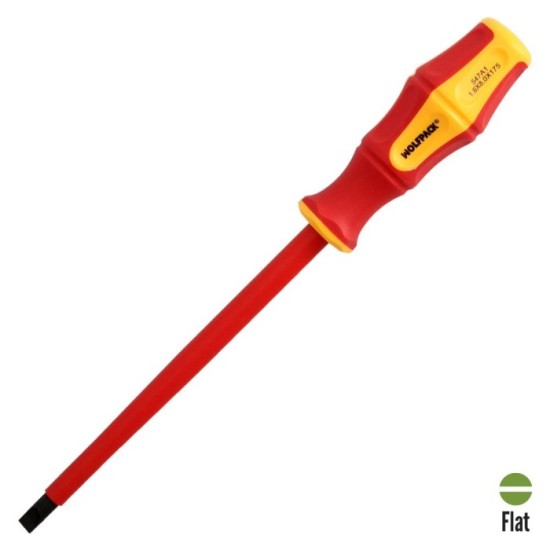 Destornillador Plano Aislado Certificado VDE 1,000 V, Medida 1,6x Ø 8,0 x 175 mm, Destornillador Seguridad Electricista al por M