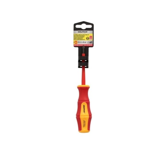 Destornillador Phillips Aislado Certificado VDE 1,000 V, Medida PH 1 - 4,5 x 80 mm, Destornillador Seguridad Electricista al por