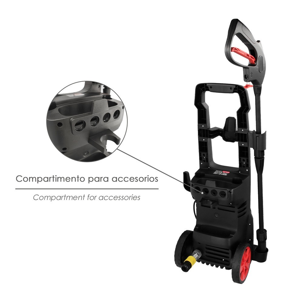 Hidrolimpiadora Alta Presión 135 Bares 1,800 Watt, Con Accesorios, 330 Litros / Hora, Limpiadora de Agua Con Deposito Detergente
