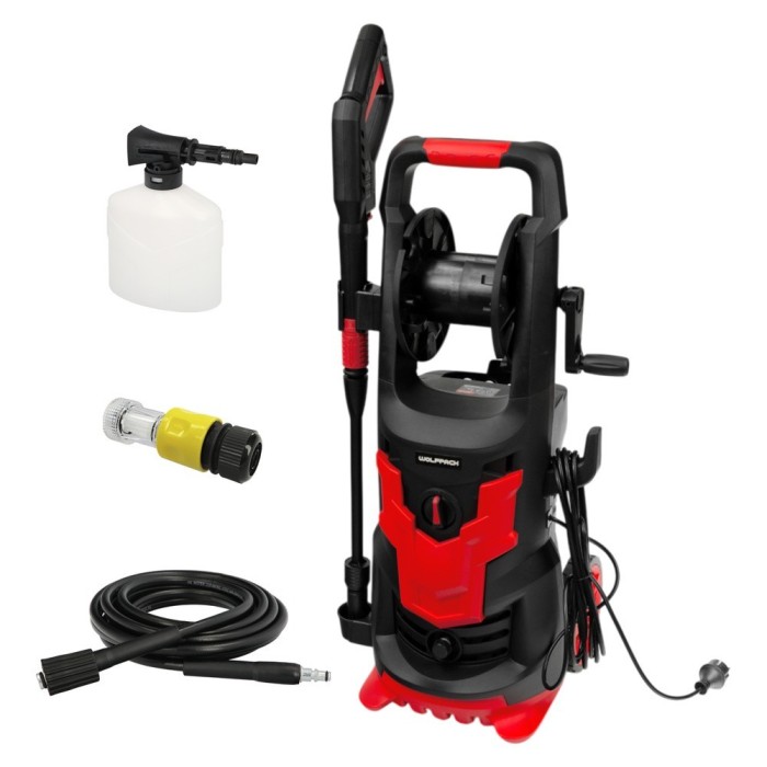 Hidrolimpiadora Alta Presión 180 Bares 2,400 Watt, Con Accesorios 390 Litros / Hora, Limpiadora de Agua Con Deposito Detergente 