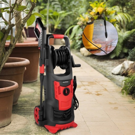 Hidrolimpiadora Alta Presión 180 Bares 2,400 Watt, Con Accesorios 390 Litros / Hora, Limpiadora de Agua Con Deposito Detergente 