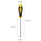 Destornillador Mango Bimaterial Boca Estampada 5x125 mm, Destornillador Plano, Cromo Vanadio, al por Mayor | Almacén de Ferreter