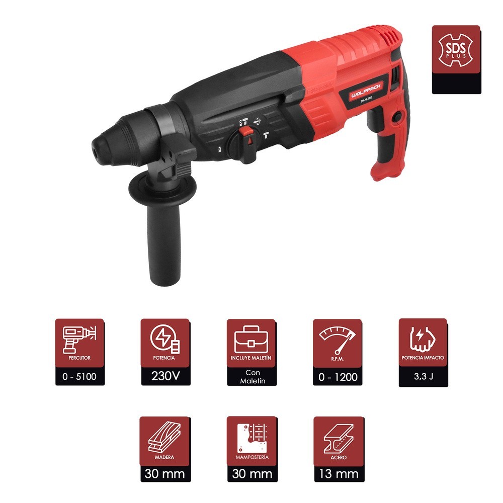Martillo Perforador SDS PLUS 900 Watt, Con Accesorios y Maletin al por Mayor | Almacén de Ferretería