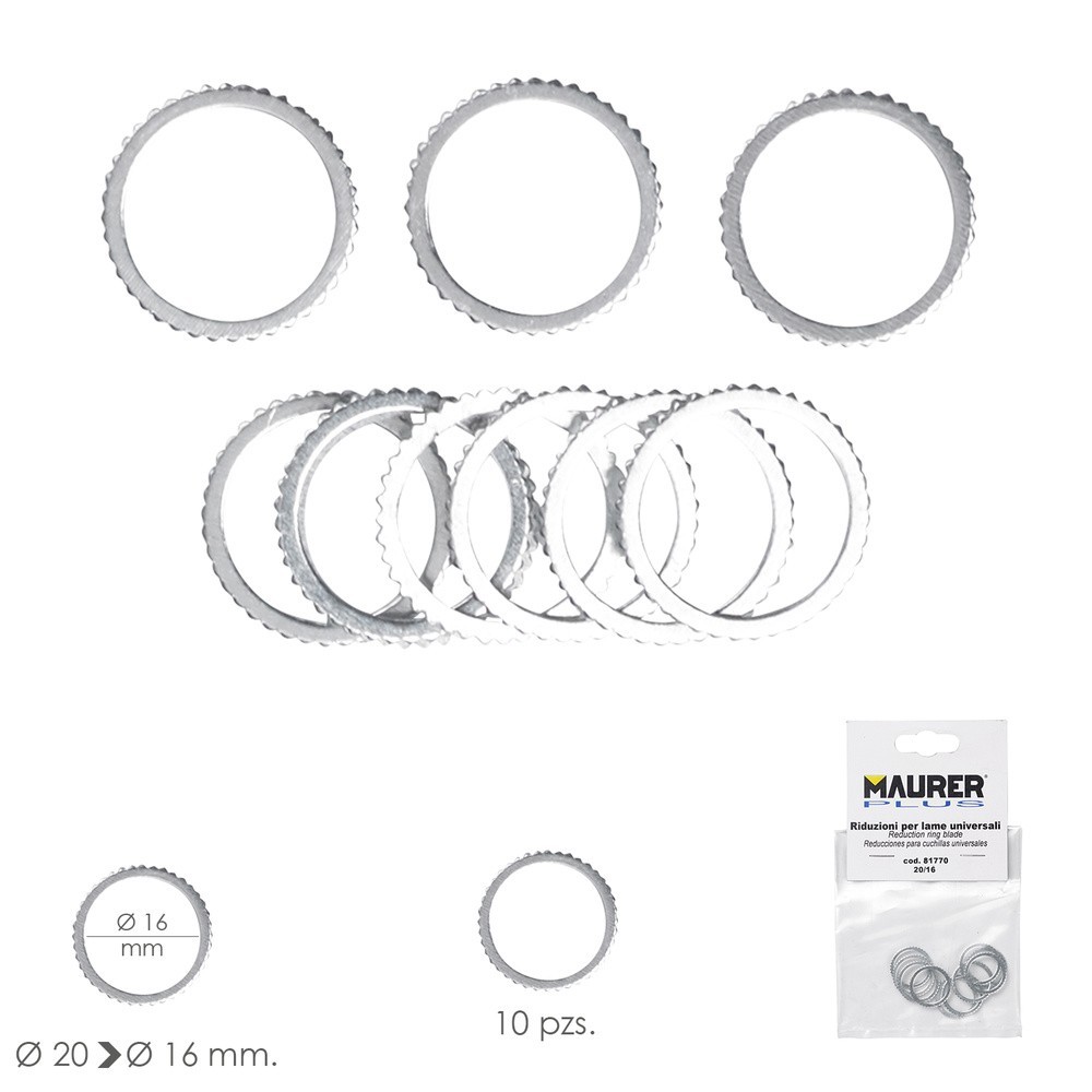 Adaptadores / Reductores Disco Corte Madera Ø 20 a Ø 16 mm, (Bolsa 10 piezas) al por Mayor | Almacén de Ferretería