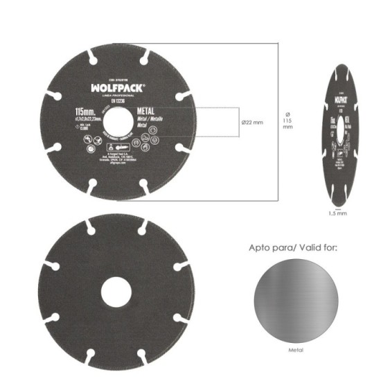 Disco Corte Metales Universal  Ø 115 x 1,7 mm, Filo de Diamante Disco Corte Acero, Chapa, Hierro, Aluminio al por Mayor | Almacé