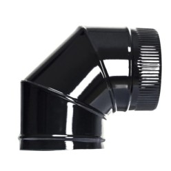 Codo Estufa Color Negro Vitrificado de 200 mm, 90°,