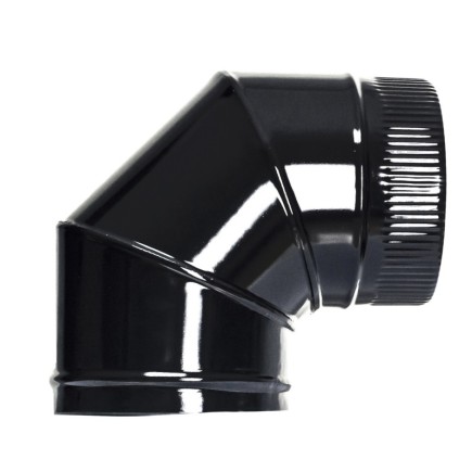 Codo Estufa Color Negro Vitrificado de 200 mm, 90°,