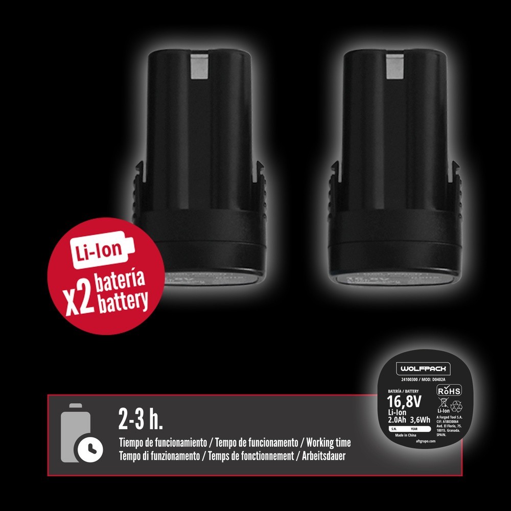 Tijeras Podar A Bateria 16,8 Volt, Con 2 Baterias 2 A/h, Mango Engomado, Ø Corte 40 mm, Con Maletín al por Mayor | Almacén de Fe